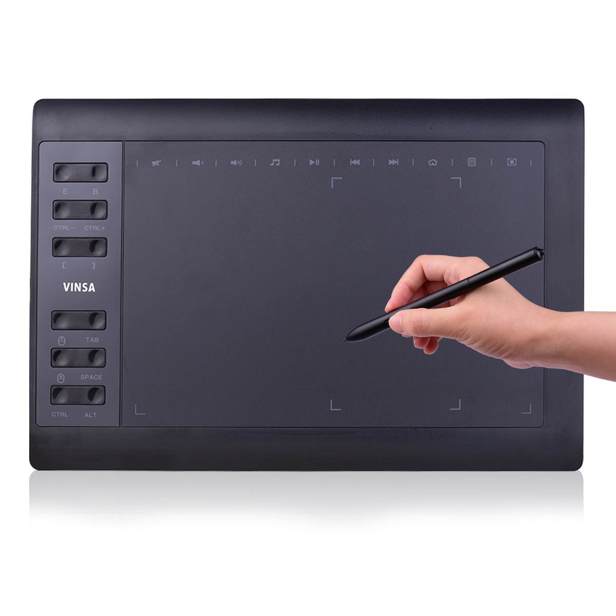 10x6 Inch Professional Graphics Drawing Tablet 12 Express Keys with 8192 Levels Battery-Free Stylus/30pcs Nibs/Pen Clip/2pcs OTG Cable/Copy Film/Hand Feeling Film/Protective Bag/Glove Support