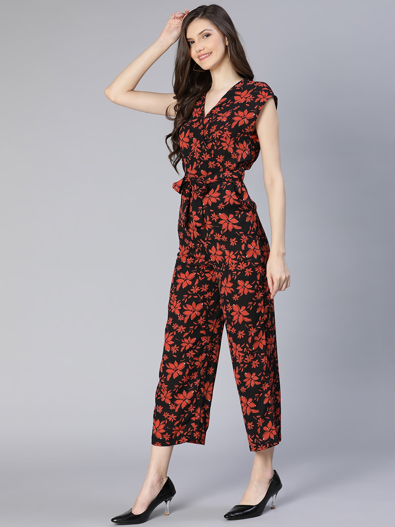Belle Fille Black Floral Print Jumpsuit
