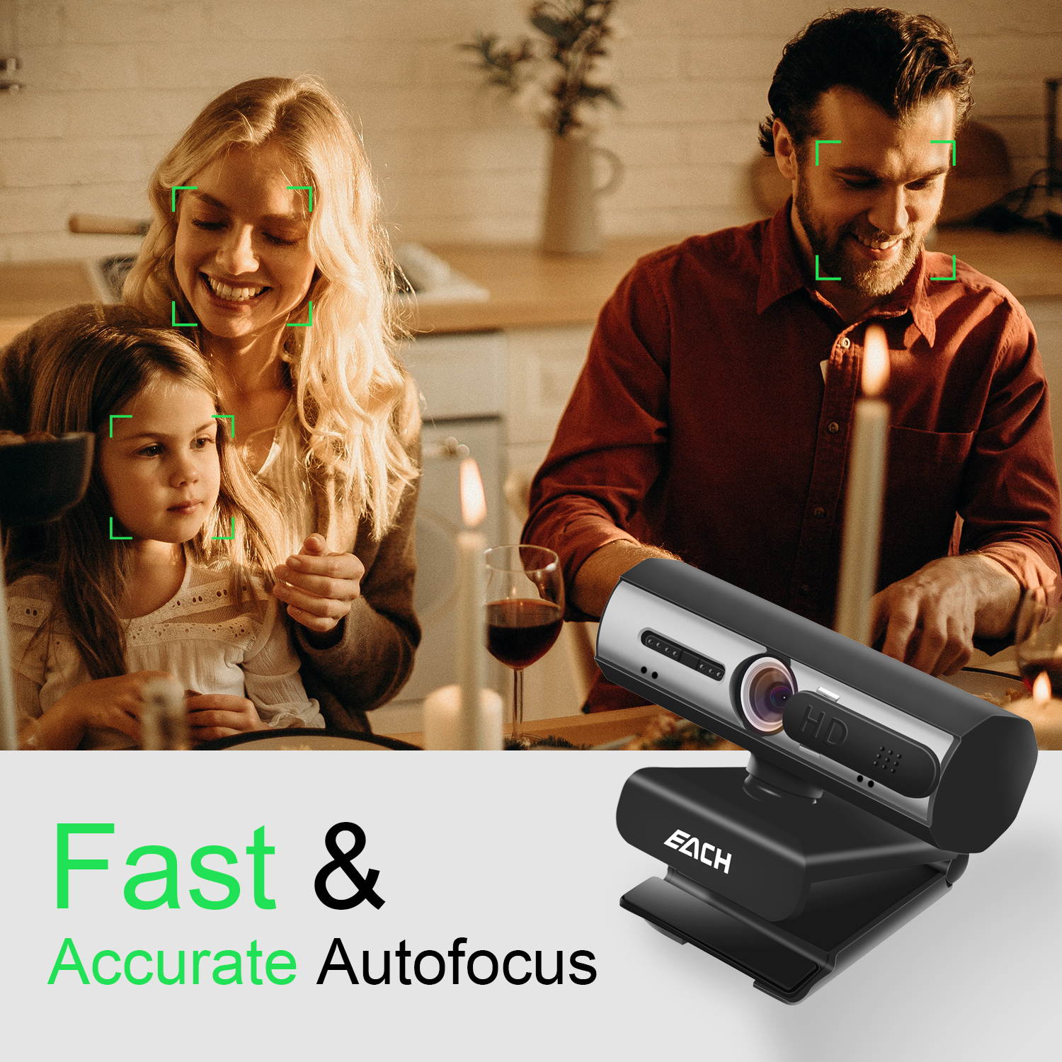 AutoFocus Full HD Webcam 1080P with Dual Noise-cancelling Microphones and with Privacy Shutter-USB Computer Camera for PC Laptop Desktop Mac Video Calls, Conference Skype (tripod not included)