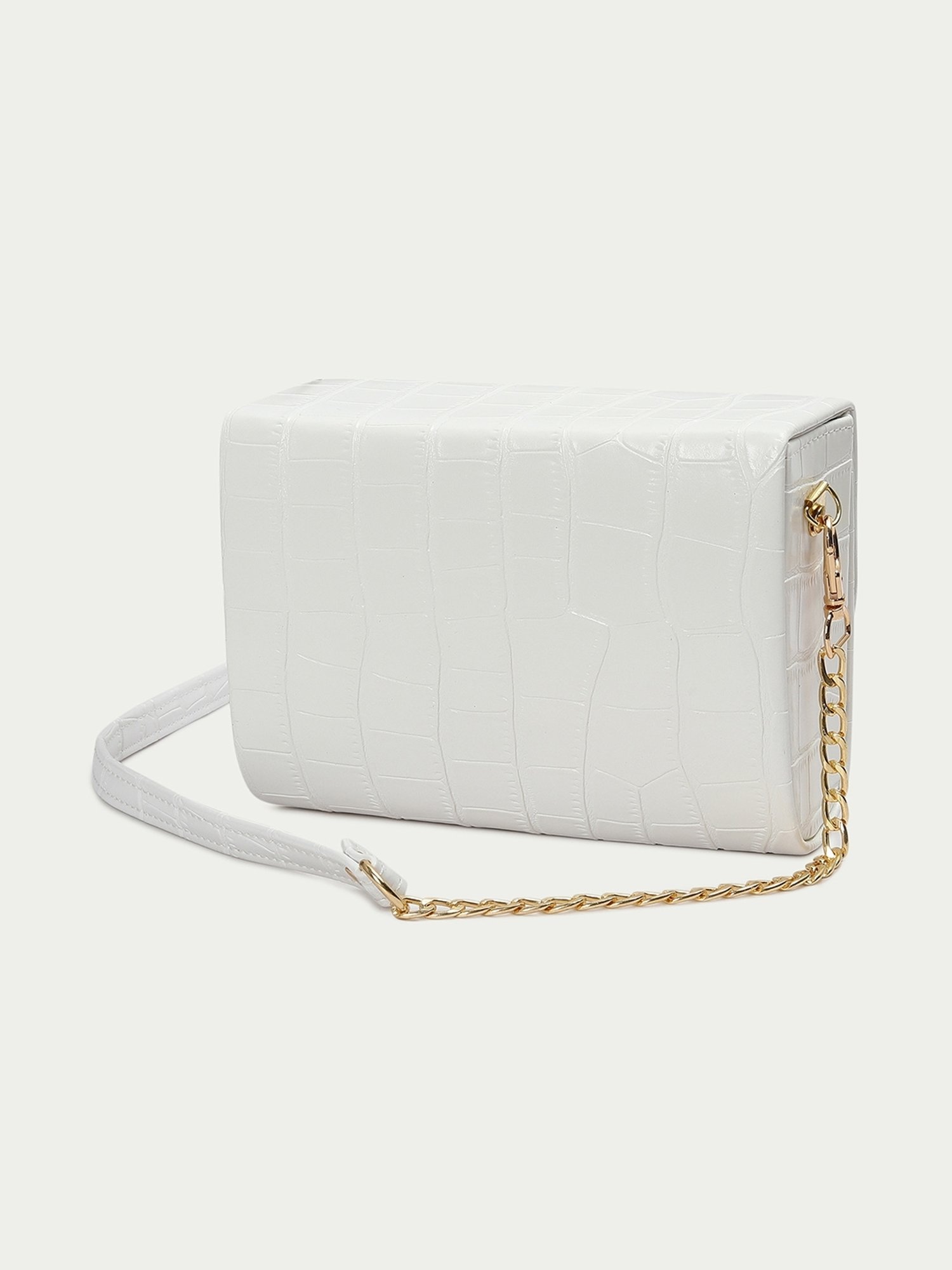 Code by Lifestyle White Textured Sling Handbag
