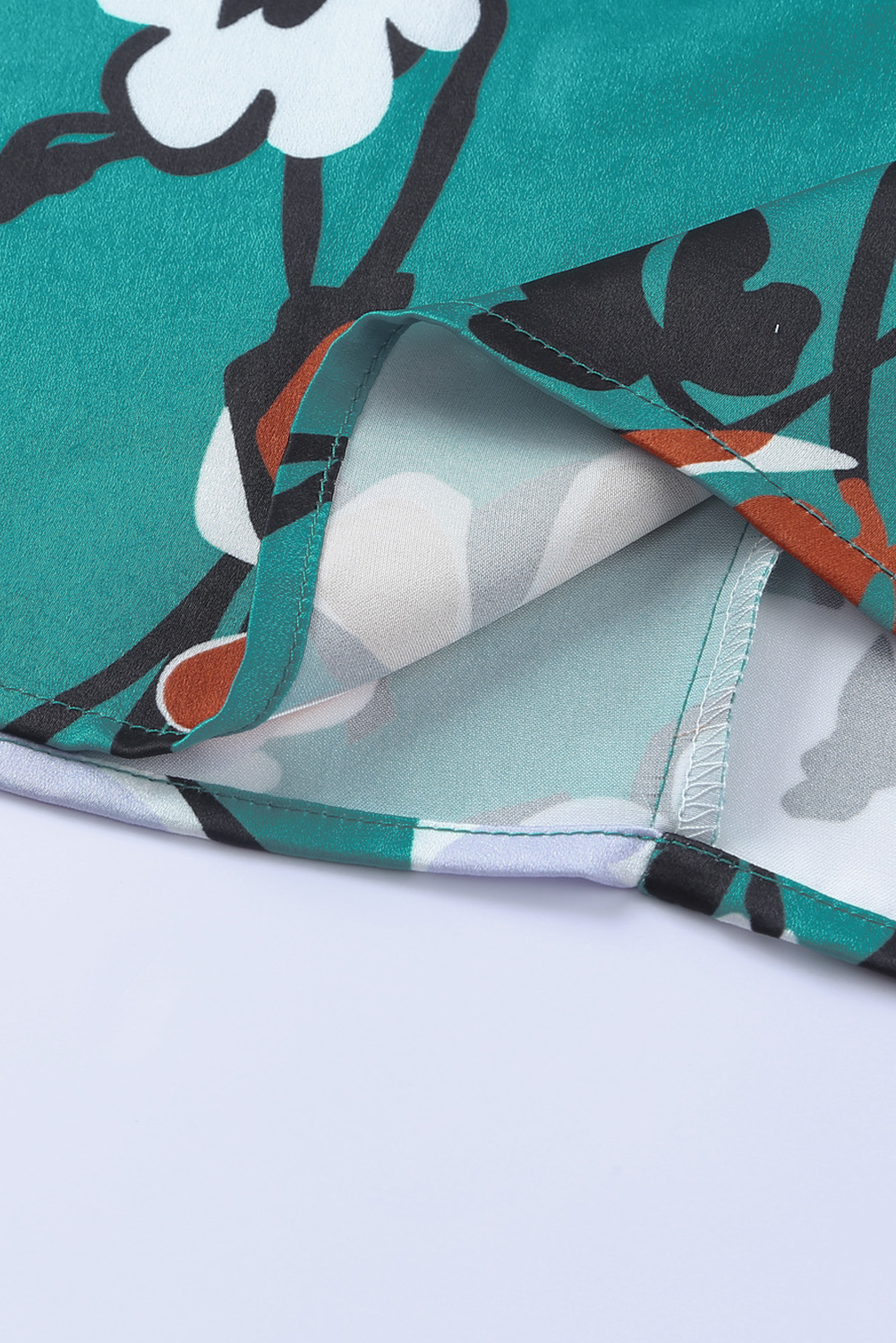 One World Apparel Jacquard Square Neck Short Sleeve Ivory Multi Floral Print Top