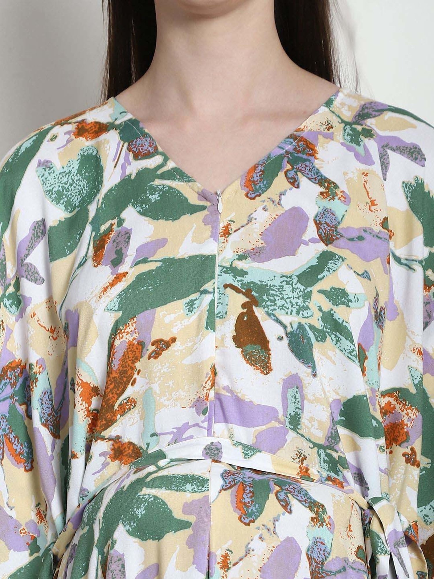 Secret Wish Multi Rayon Floral Straight Kaftan