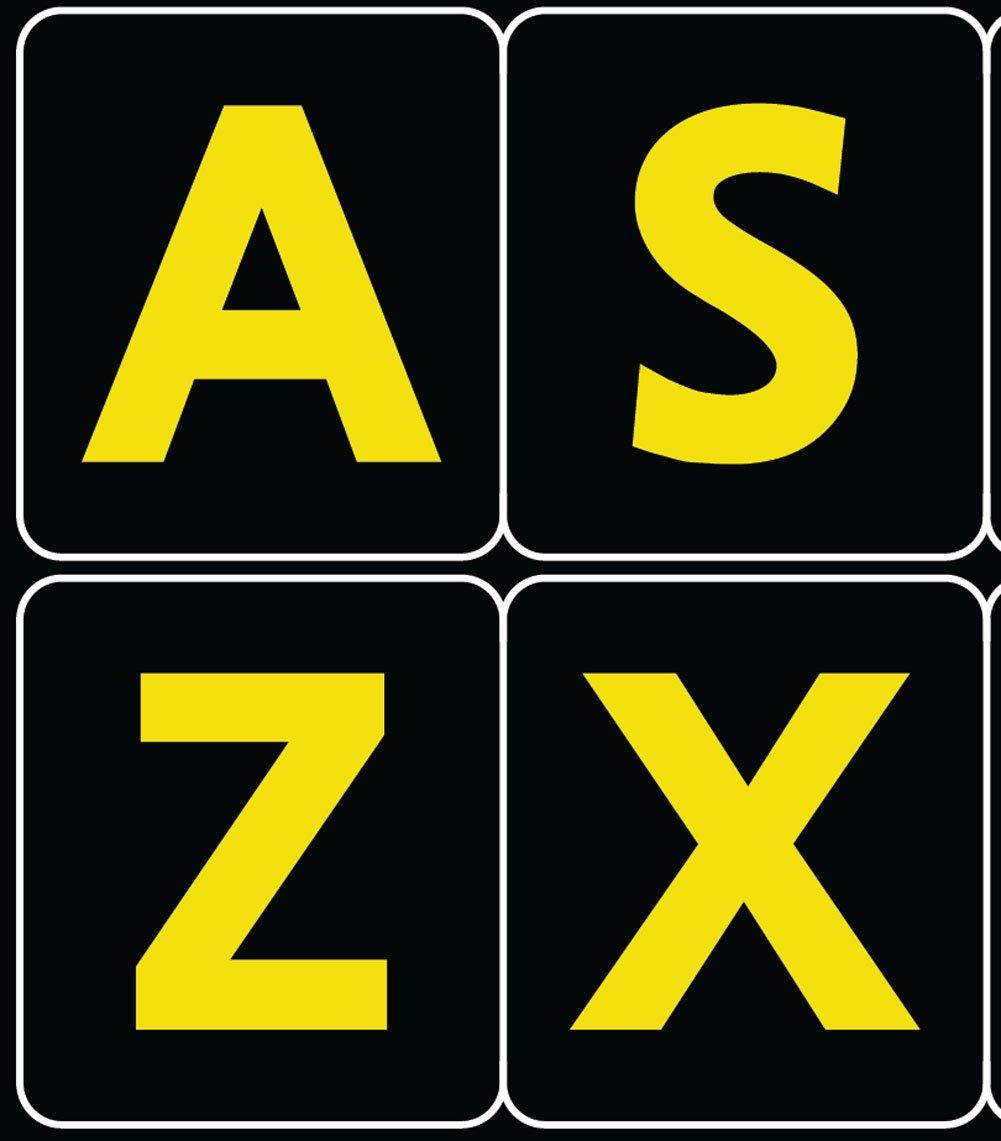 English US Large letters BLACK - YELLOW letters keyboard stickers
