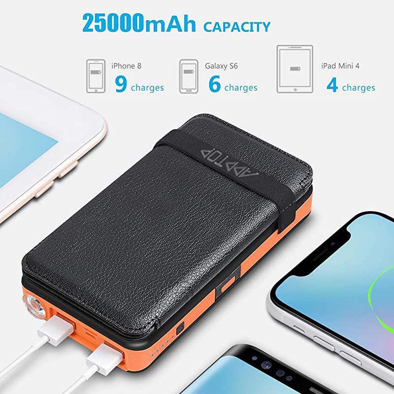 Solar Charger 25000mAh  Portable Solar Power Bank with TypeC Input for Smart Phones iPad Laptop and Outdoor Waterproof