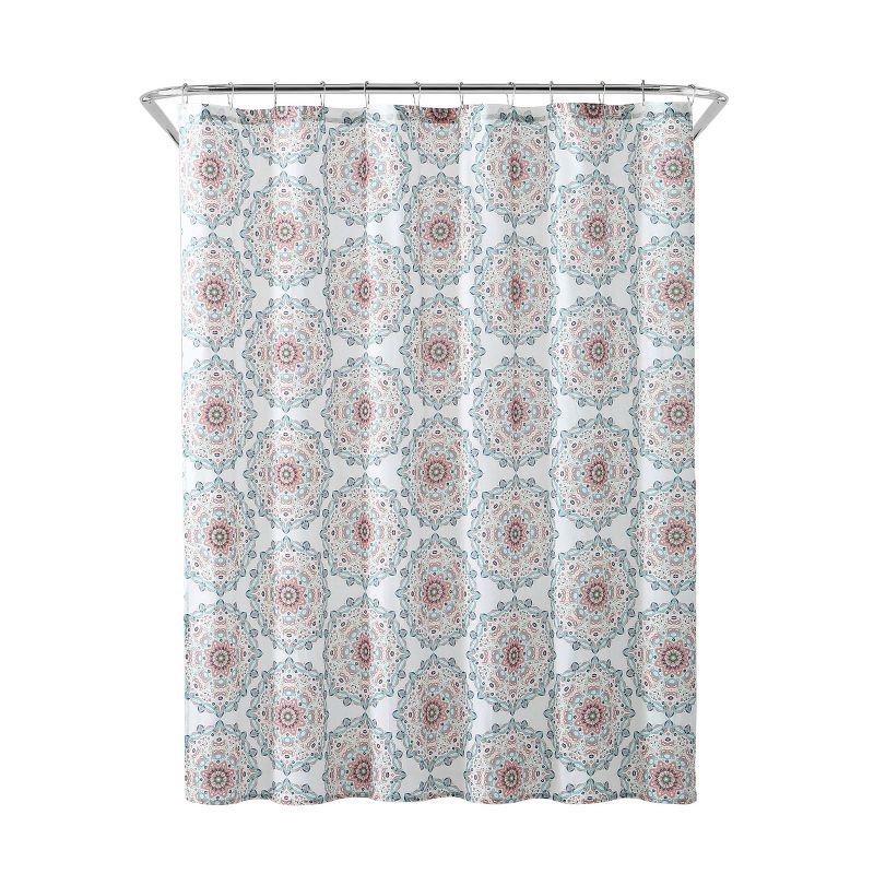 Medallion Shower Curtain Coral - Peach & Oak