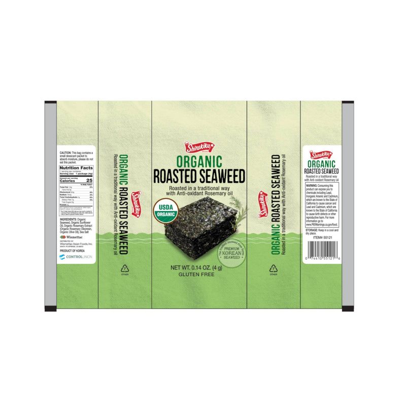Shirakiku Organic Korean Seaweed - 0.42oz/3pk