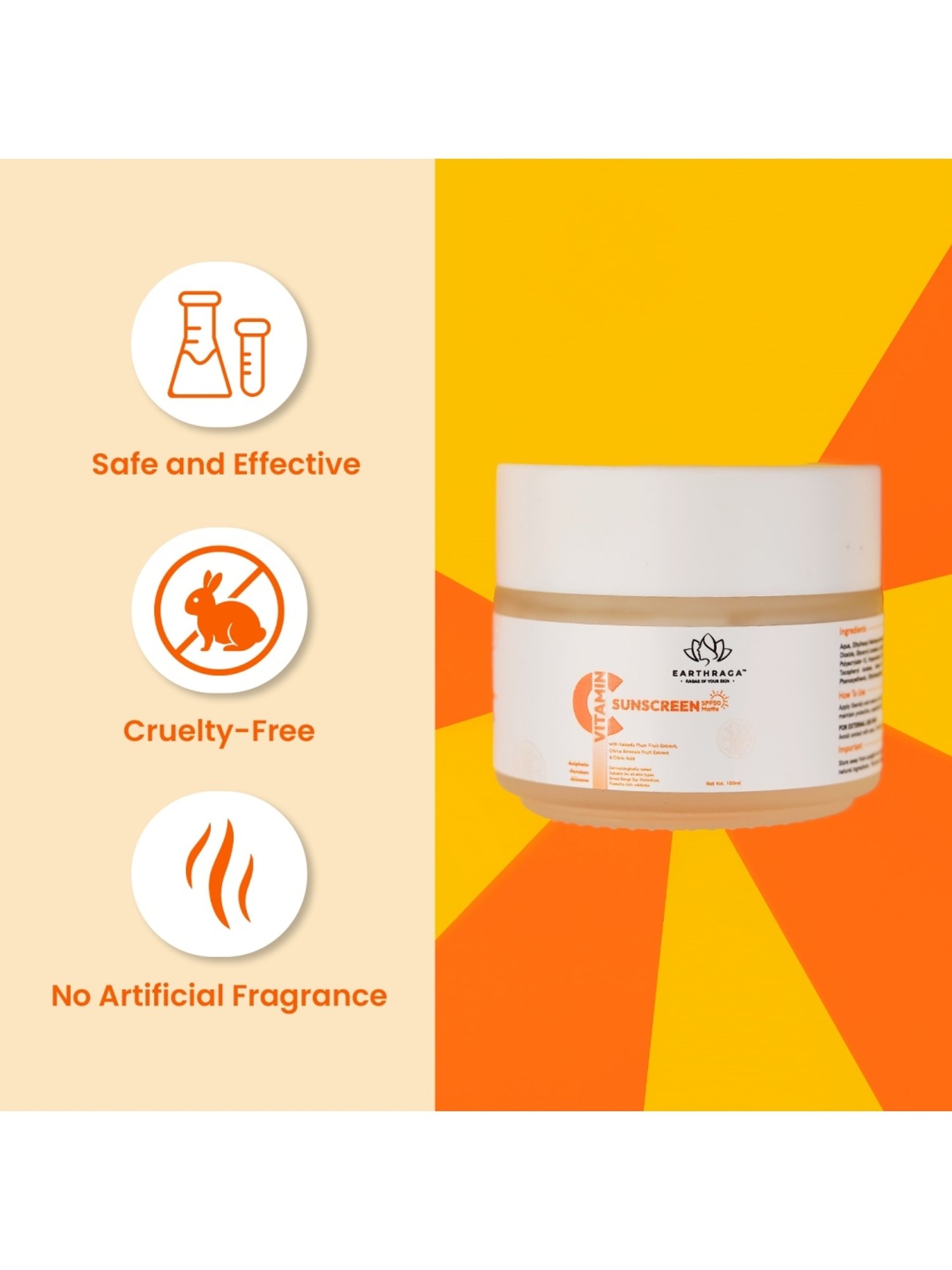Earthraga Vitamin C Sunscreen SPF 50 Matte - 100 ml