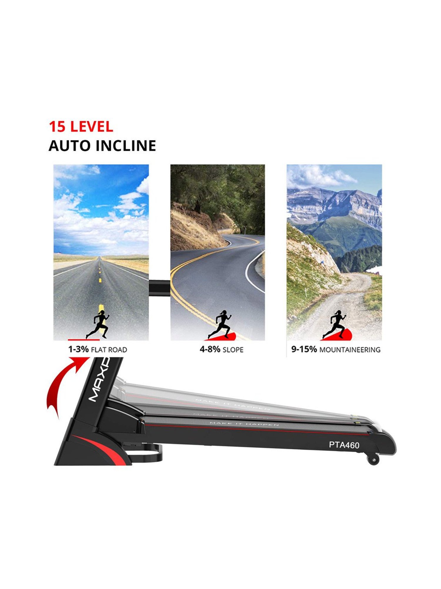 MAXPRO 2.5HP DC Motorized Treadmill (Black)