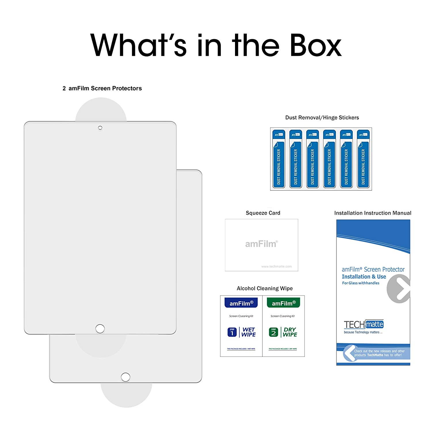 amFilm Glass Screen Protector for iPad Air 3 (2 Pack) (2019) 10.5 inch, iPad Pro 10.5 (2017) (2 Pack) Tempered Glass, Apple Pencil Compatible