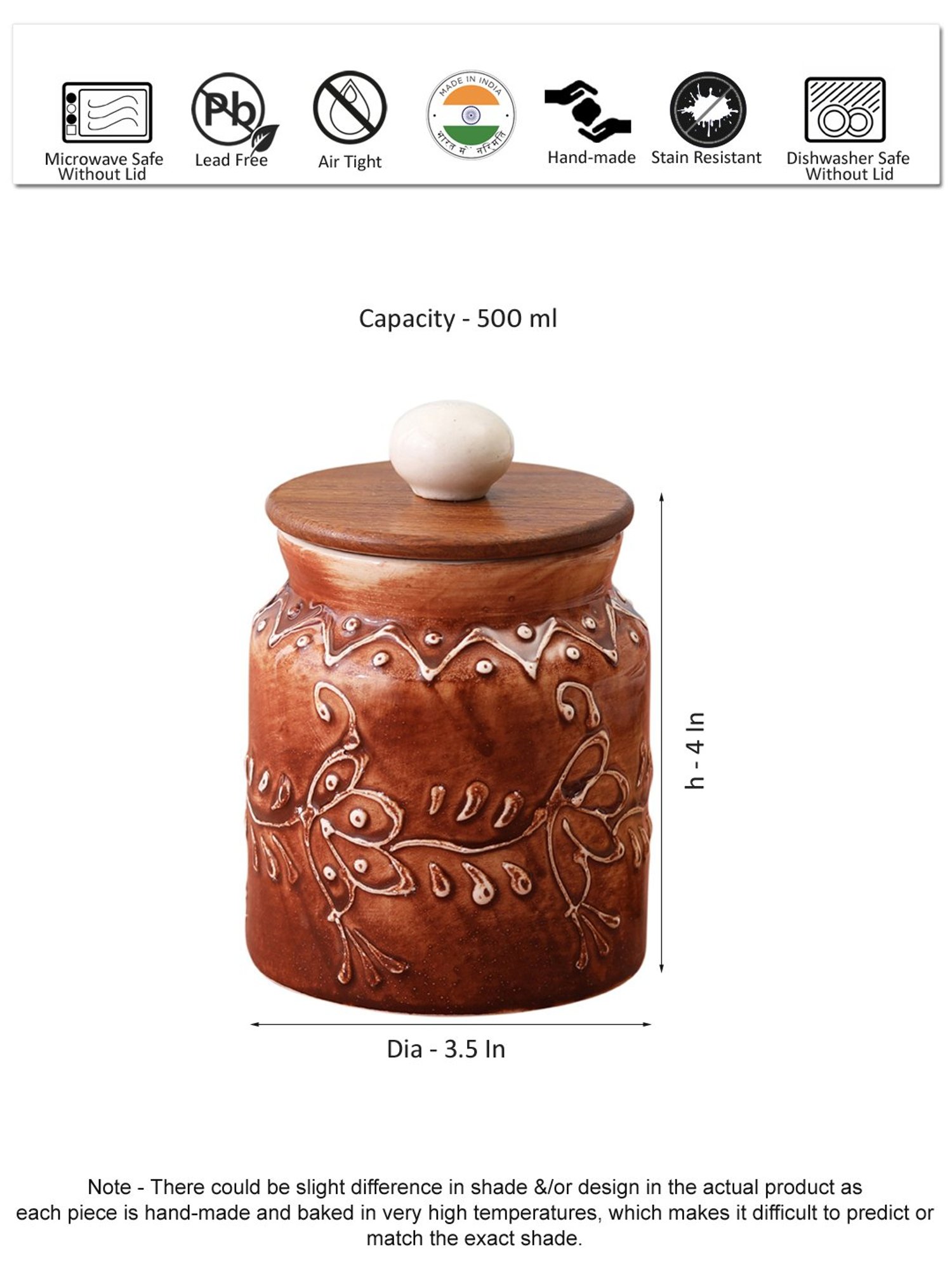 VarEesha Brown Ceramic Air Tight Jars - Set of 2