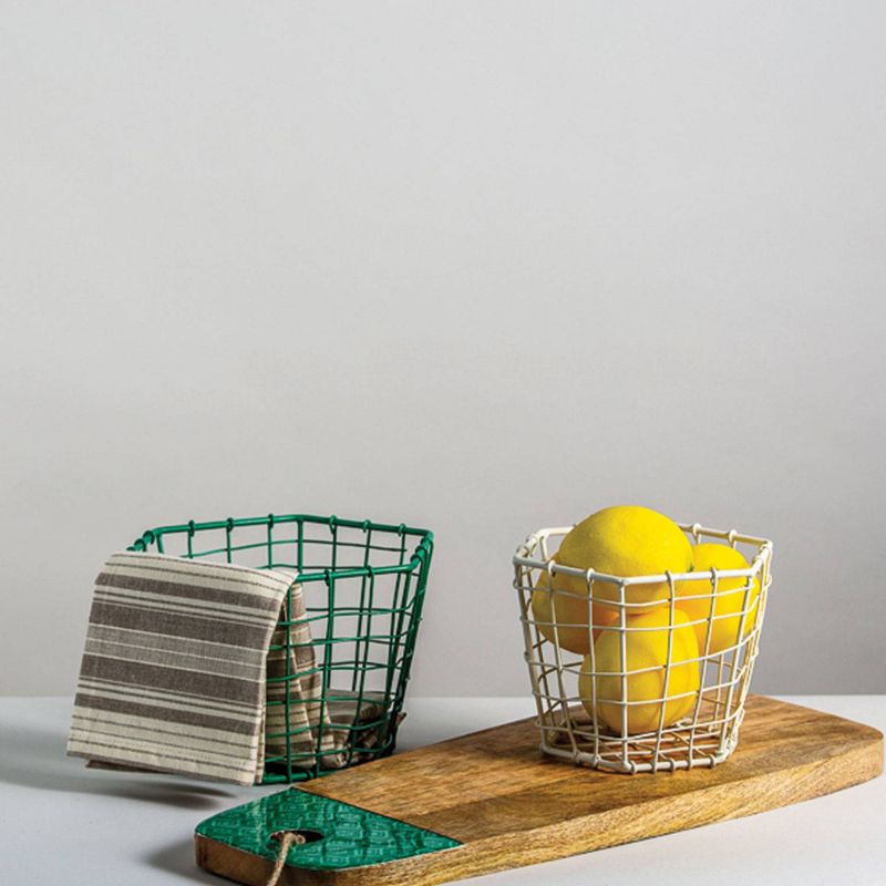 2pc 8" Metal Hexagon Baskets Green & Gray - Foreside Home & Garden