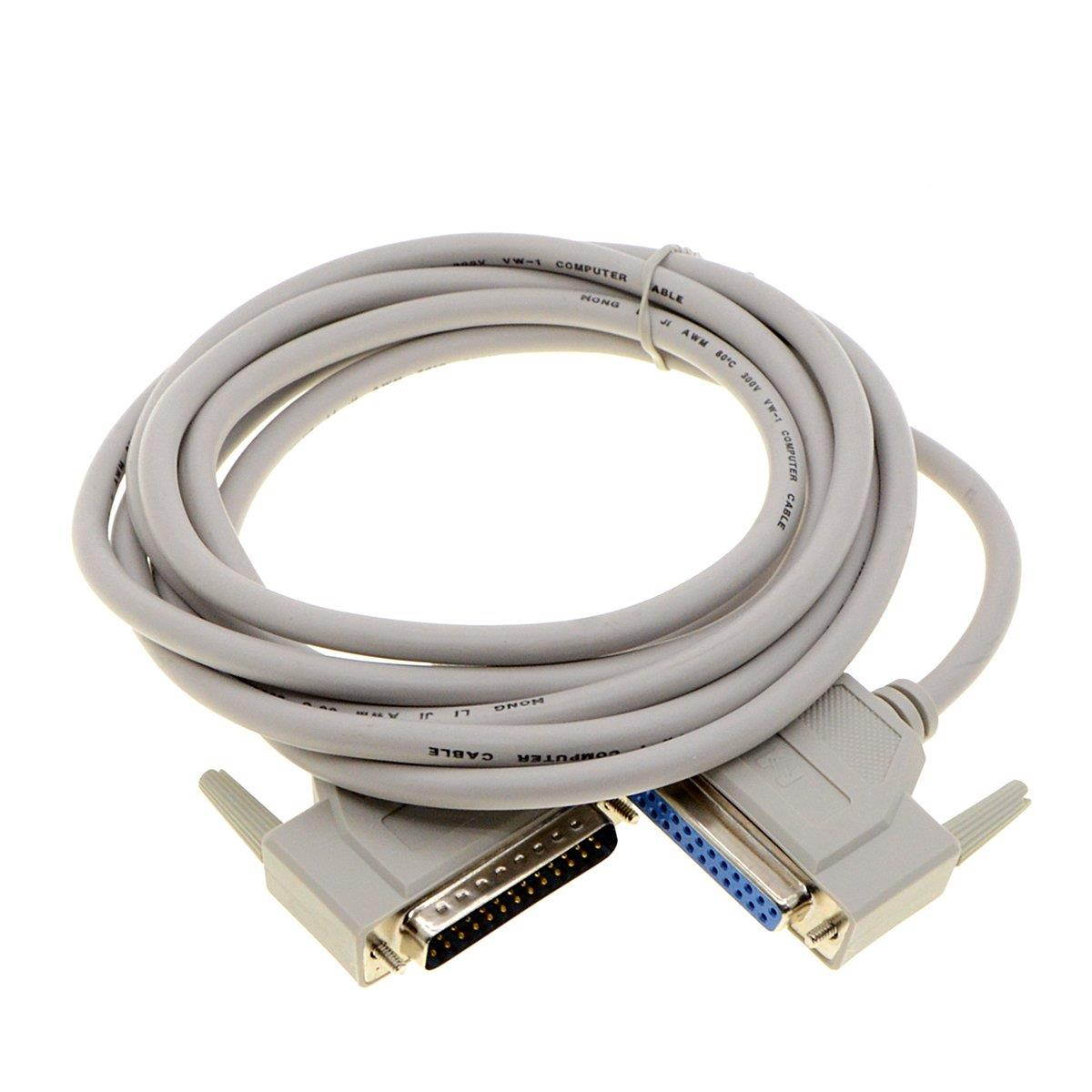 YXQ 10Feet DB25 Male to Female Serial Cable 25-Pin Parallel Printer Signal Wire M/F, 3-Piece