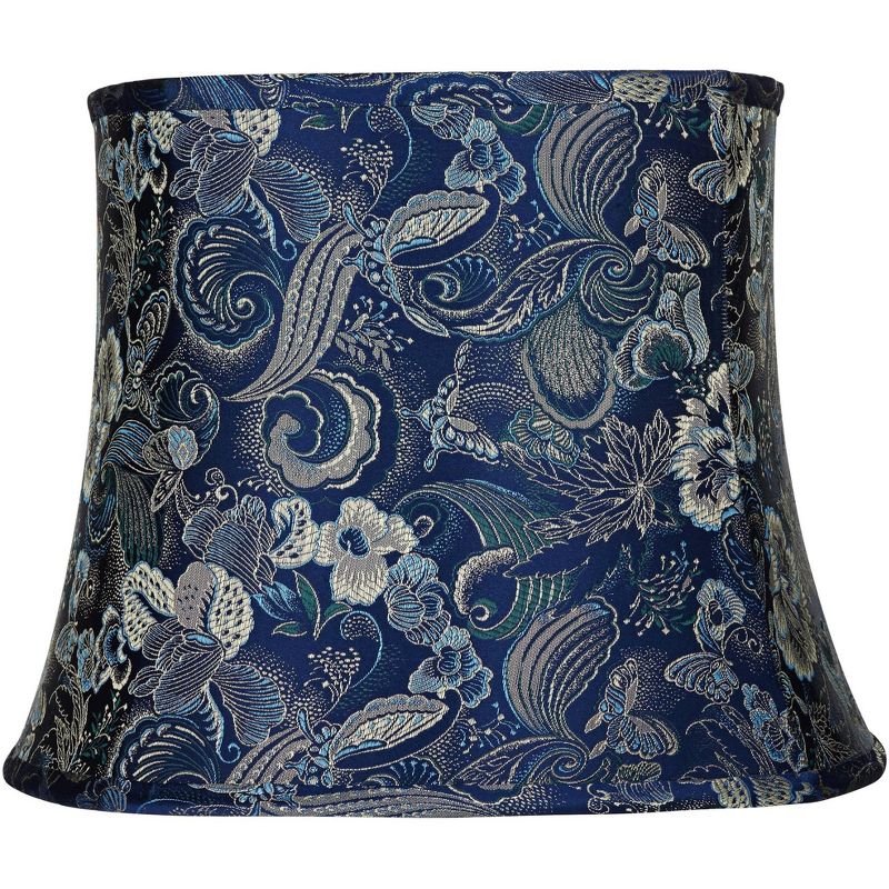 Springcrest Grisborne Blue Racetrack Medium Oval Lamp Shade 10" Top x 14" Bottom x 11" High (Spider) Replacement with Harp and Finial