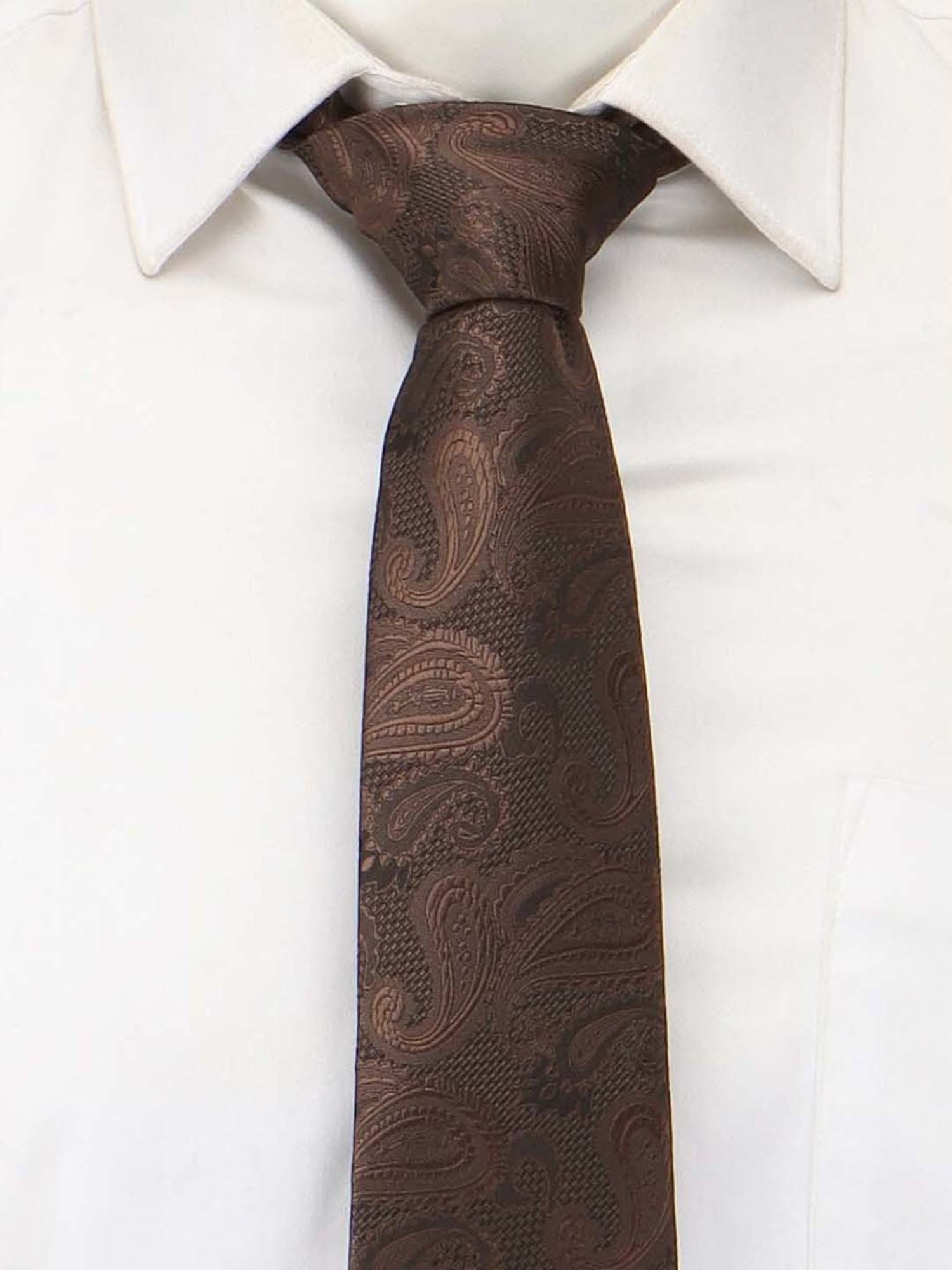 Van Heusen Brown Embroidered Tie