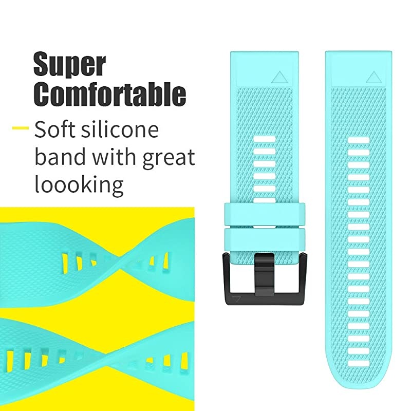 Compatible with Fenix 5 Band Easy Fit 22mm Width Soft Silicone Watch Strap Replacement for Fenix 5Fenix 5 PlusForerunner 935Approach S60Quatix 5 Mint