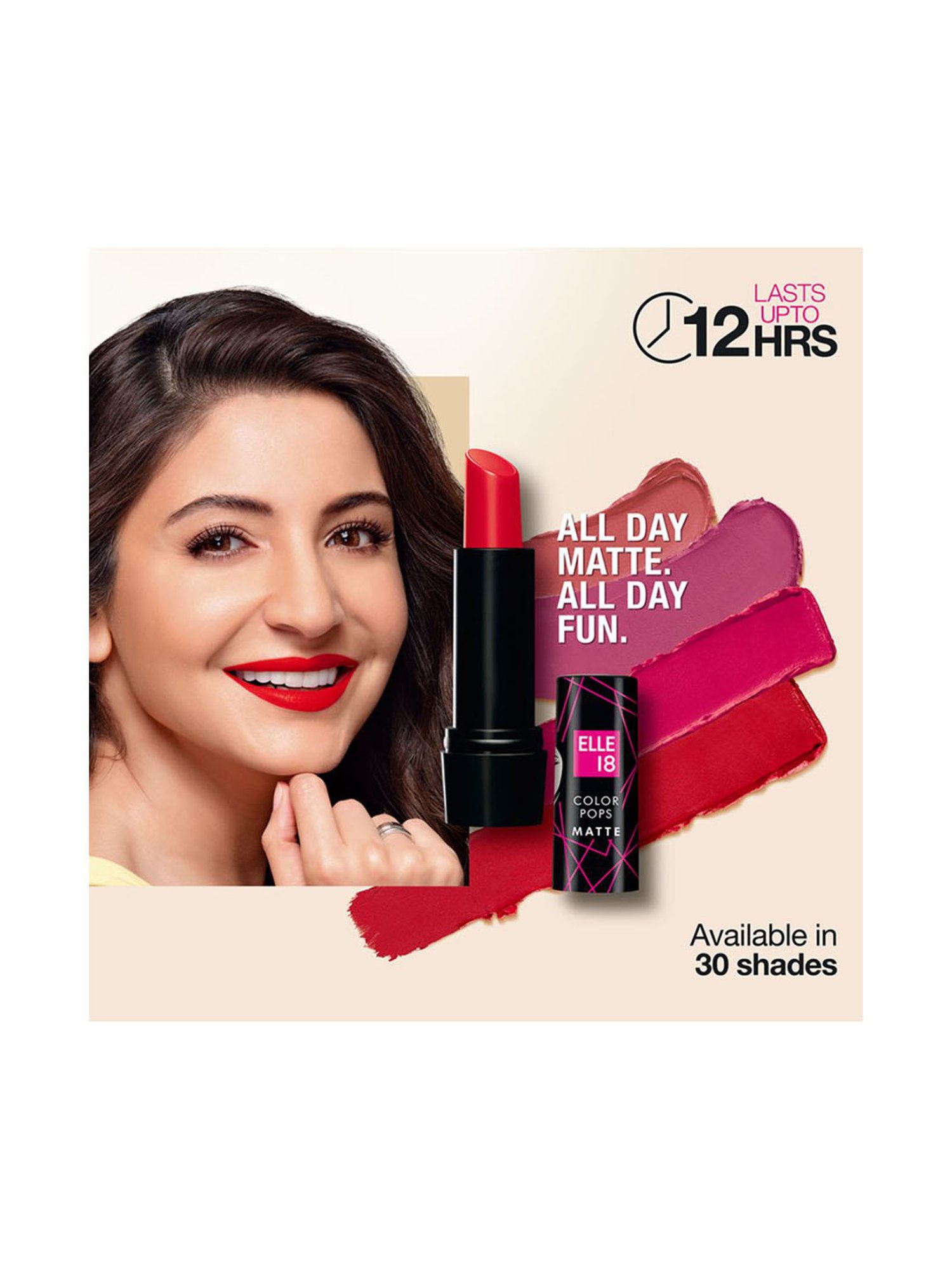 Elle 18 Color Pops Matte Lipstick P24 Pink Show - 4.3 gm