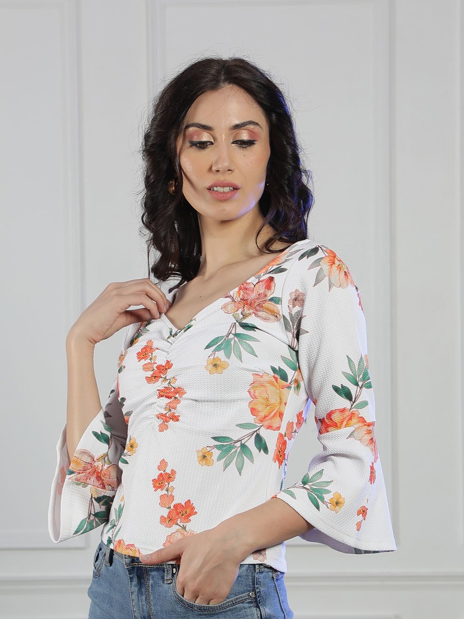 NEUDIS White Printed Polyester Top