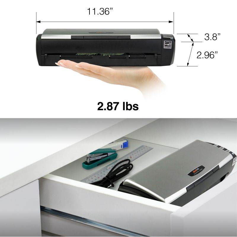 Plustek AD480 - Compact Desktop Scanner for Doc and Card, Fast Scan Speeds with ADF & Exclusive Card Slot, Ideal for Home Office or On-The-Go Business