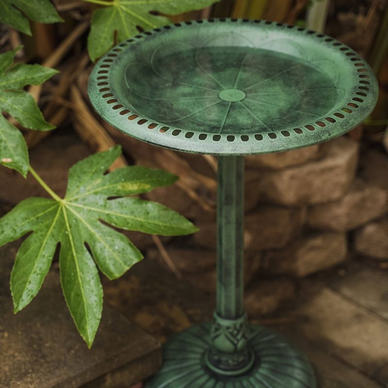 13.5" Classic II Antique Copper Birdbath w/ Rail Mount Bracket - Achla Designs