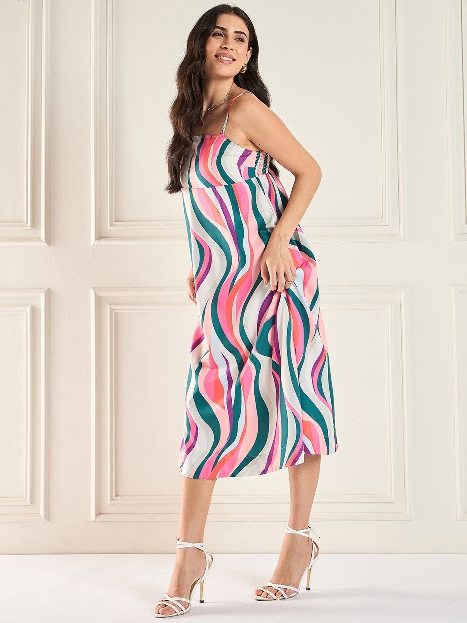 Magre Multi Print Midi Dress