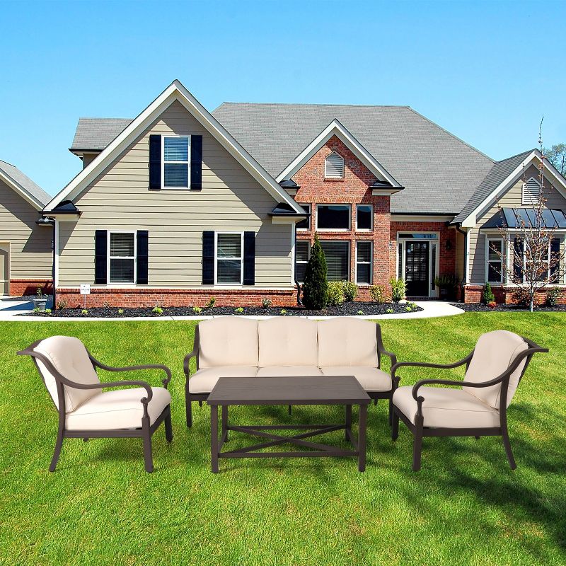 4pc Outdoor Aluminum Sofa Set Brown - Nuu Garden