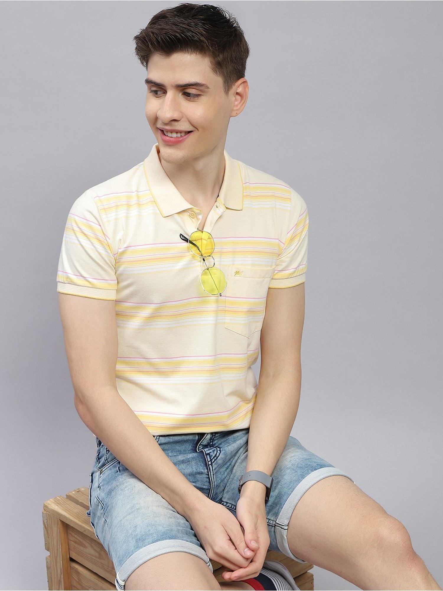Monte Carlo Lemon Regular Fit Striped Polo T-Shirt
