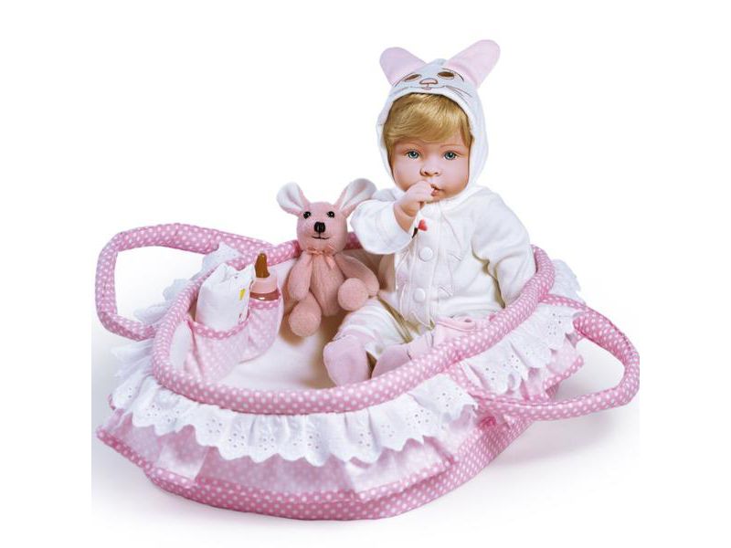 Paradise Galleries "Molly & Fluffy" Soft Baby Doll.  17" weighted baby doll comes with 8 Accessories.  Age 3+
