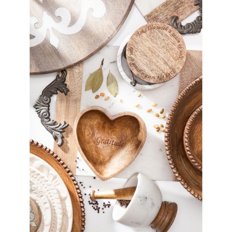 GG Collection Mango Serveware Medium Wooden Heart Bowls (Set of 3)