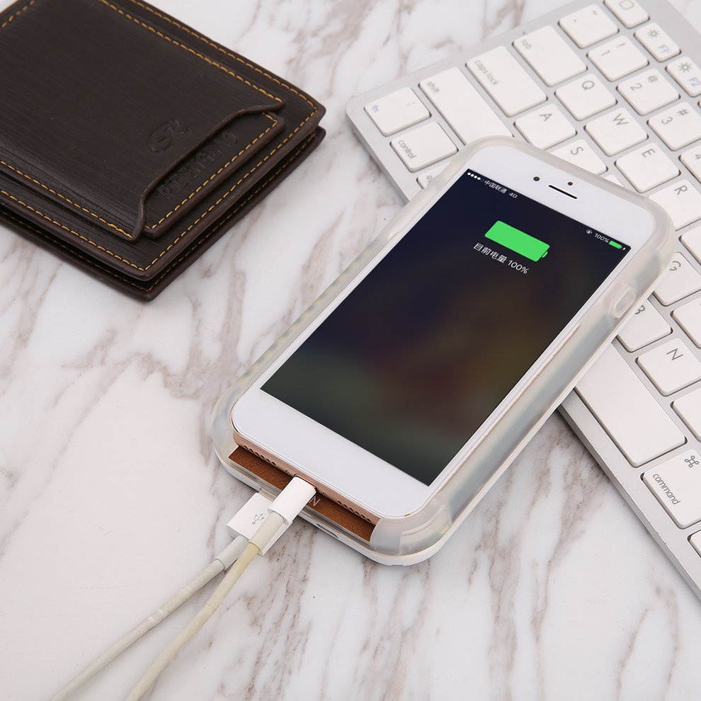 Mobile Phone Protecting Cover Case Drop Proof With LED Light And Can Power Bank Charging For Iphone7plus,black