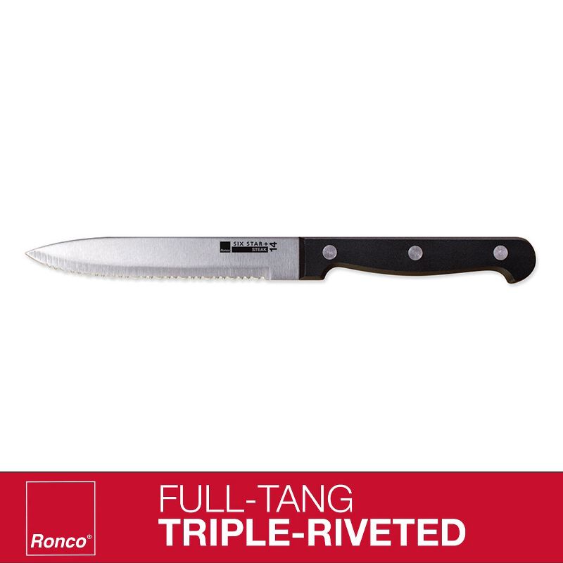 Ronco 4 Piece Steak Knife Set, Stainless-Steel Serrated Blades, Full-Tang Triple-Riveted Knives