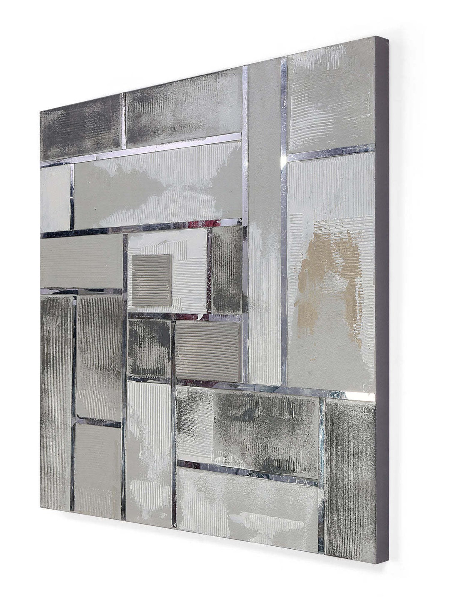 @home Silver Cloth Emboss Geometry Abstract Painting