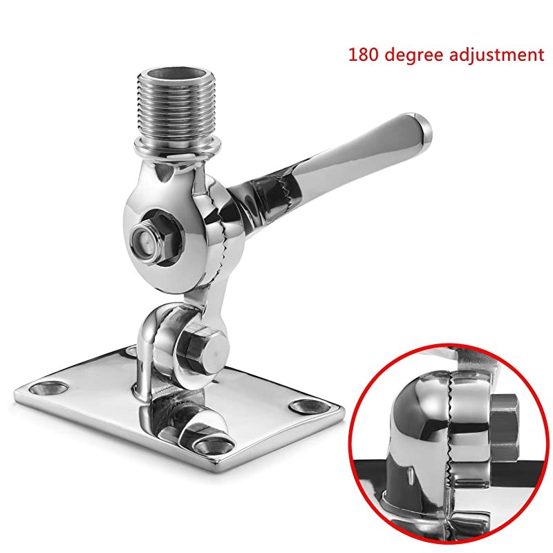Marine VHF Antenna Mounts Ratchet Mount 316 Stainless Steel Adjustable Base Mount for Boat