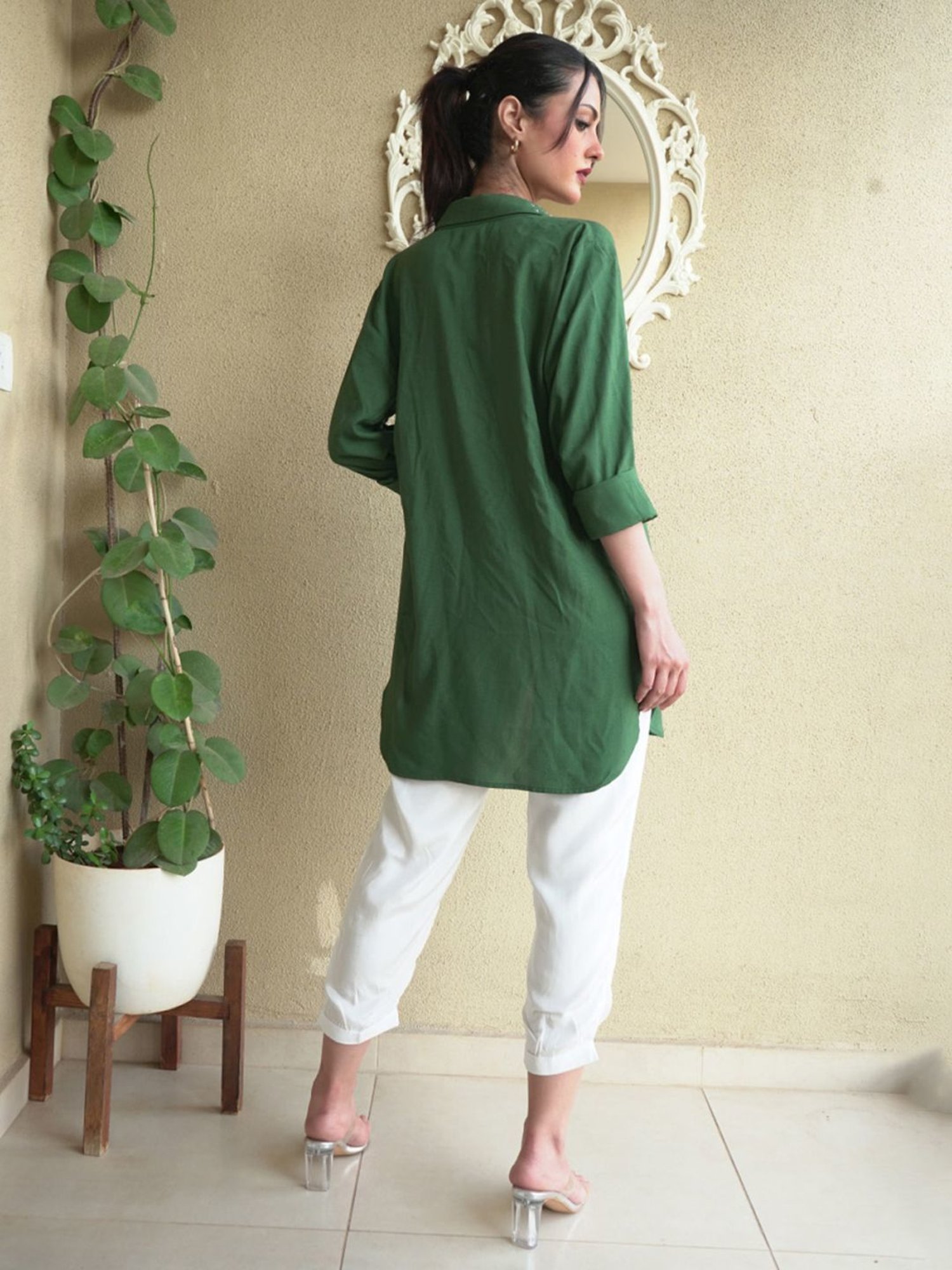 Seesa Bottle Green Capsule Bianca Overshirt