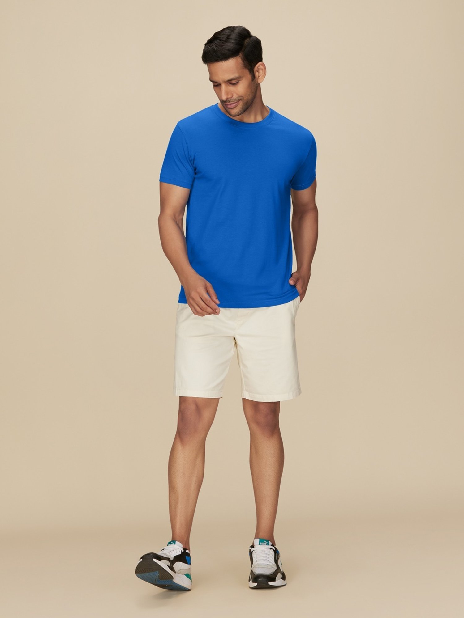 XYXX Olympic Blue Cotton Regular Fit T-Shirts