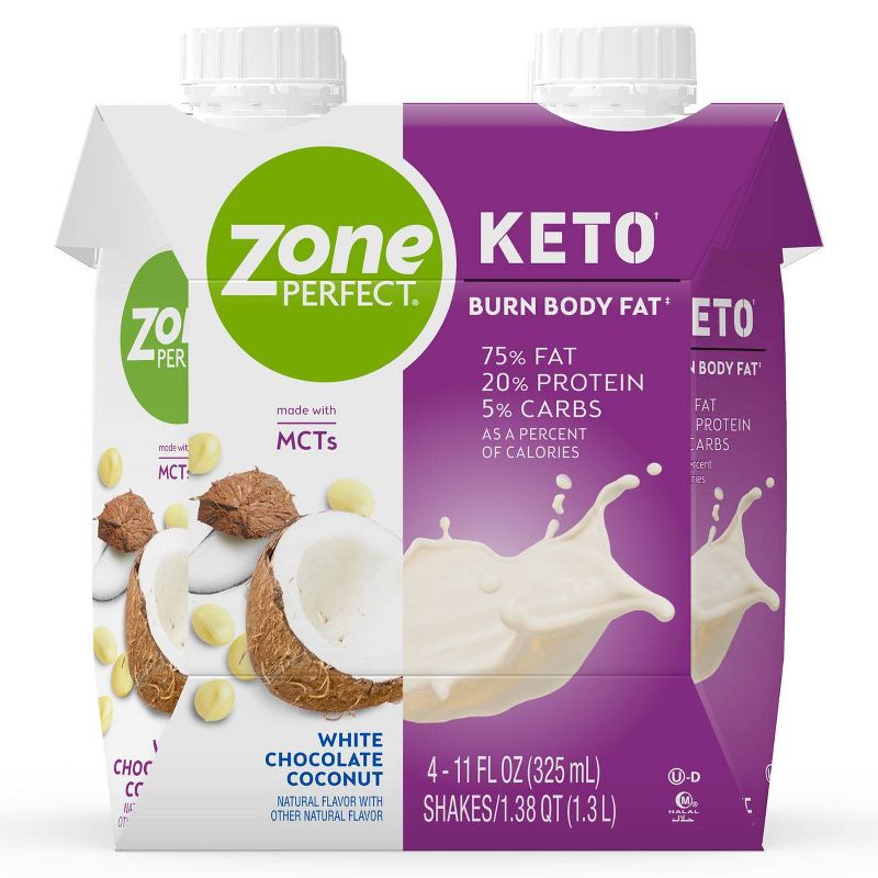 ZonePerfect Keto Nutrition Shake - White Chocolate Coconut - 4ct/11 fl oz