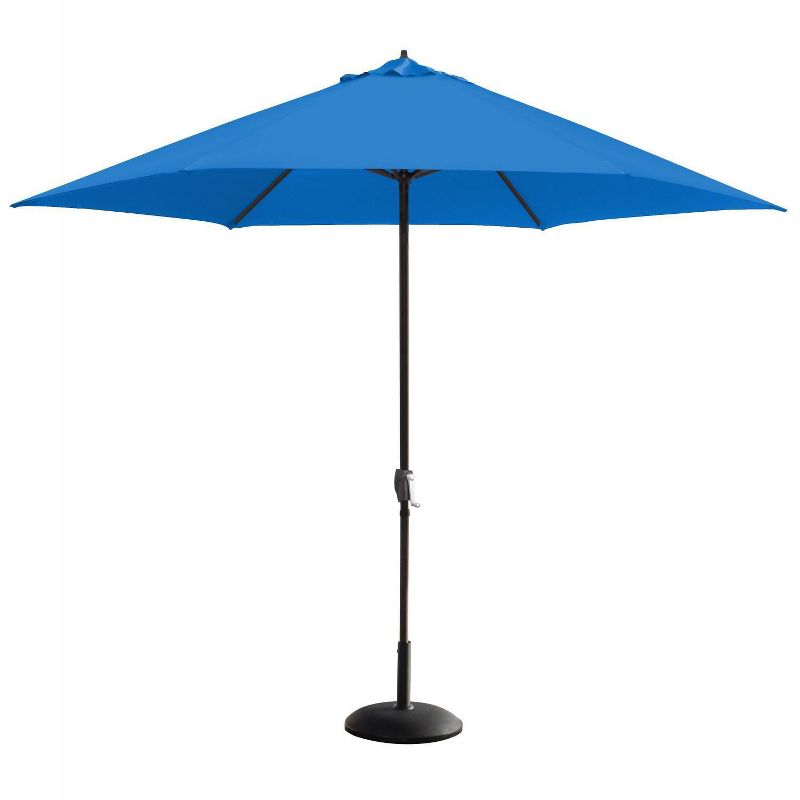 Astella  11 Ft. Aluminum Patio Umbrella W/ Crank Lift - Black Frame / Polyester Pacific Blue Canopy LUNA116P117-P01