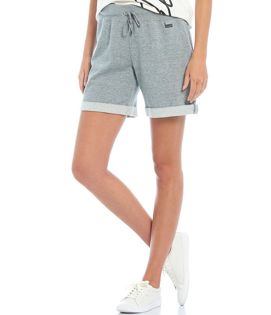 Marc New York Paperbag Waist Sueded Jersey Drawstring Shorts