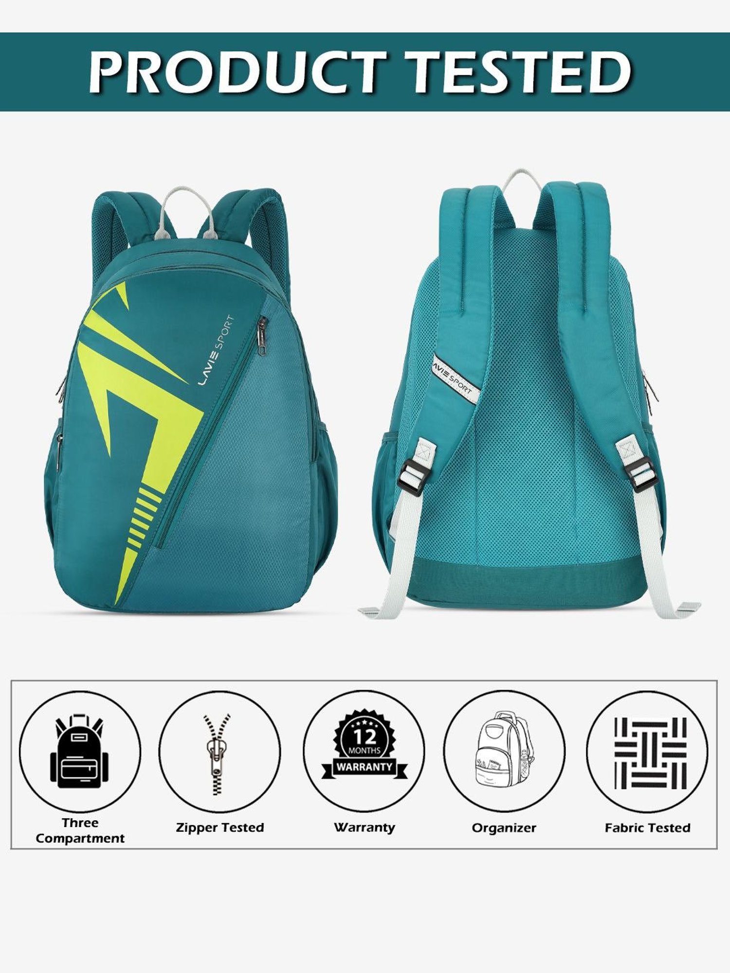 Lavie Sport Tribal 37L College Bag For Boys & Girls|Backpack For Men & Women (Teal)