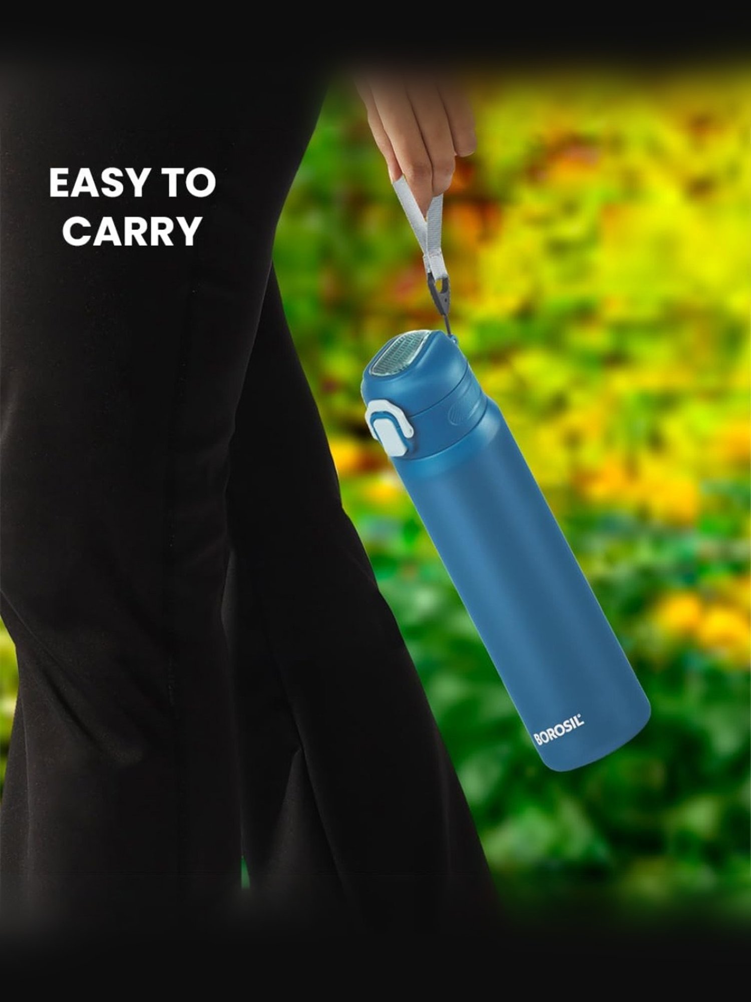 Borosil Blue Stainless Steel Double Wall Vaccum Insulated Water Bottles (800ml)