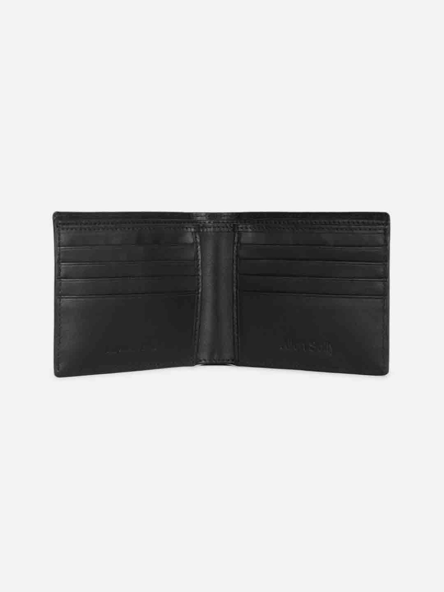 Allen Solly Black Geometric Leather Bi-Fold Wallet for Men