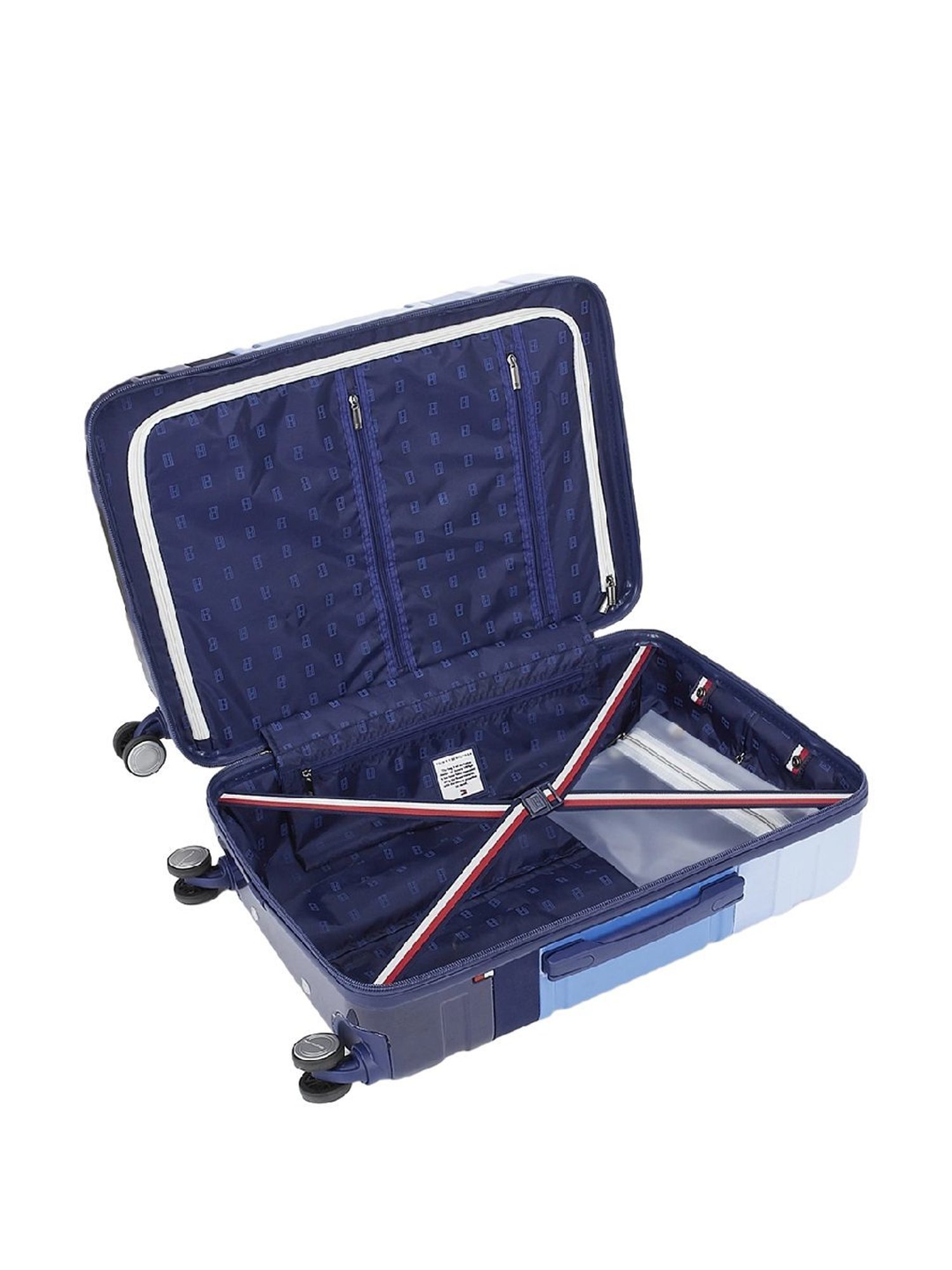 TOMMY HILFIGER Triton Pro Blue 8 Wheels Large Hard Cabin Trolley Bag
