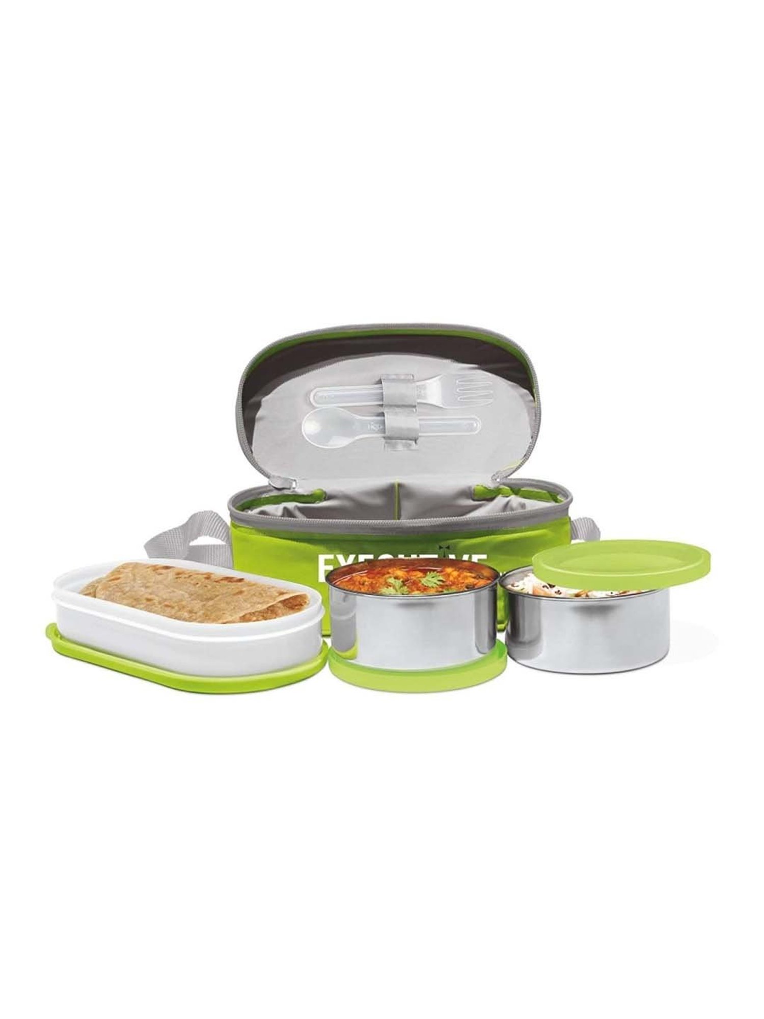 Milton Executive Green Plastic 4-Piece Lunch Set with Carry Bag