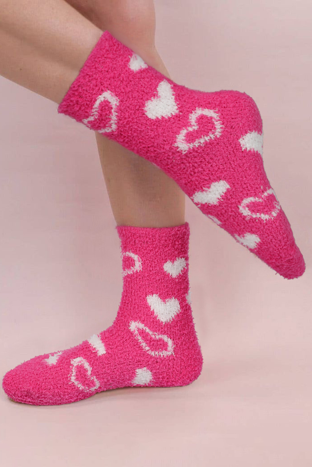 Strawberry Pink Valentine Heart Print Socks