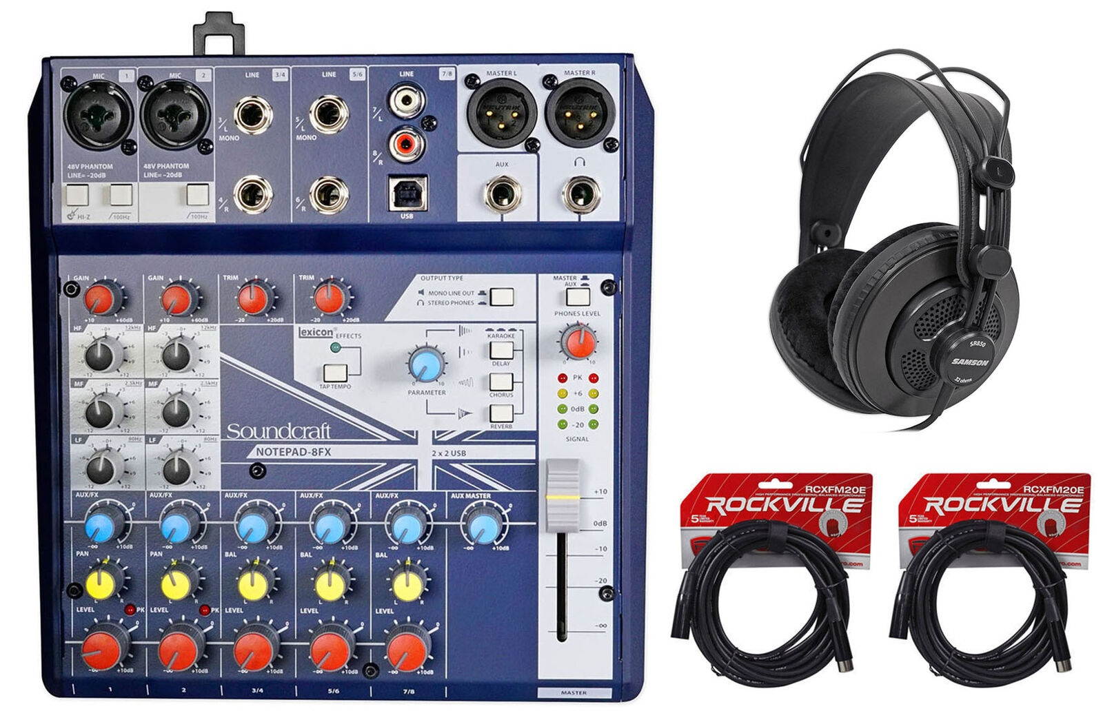 Soundcraft Notepad-8FX 8-Channel Mixer w/USB+Effects+(2) Cables+Headphones