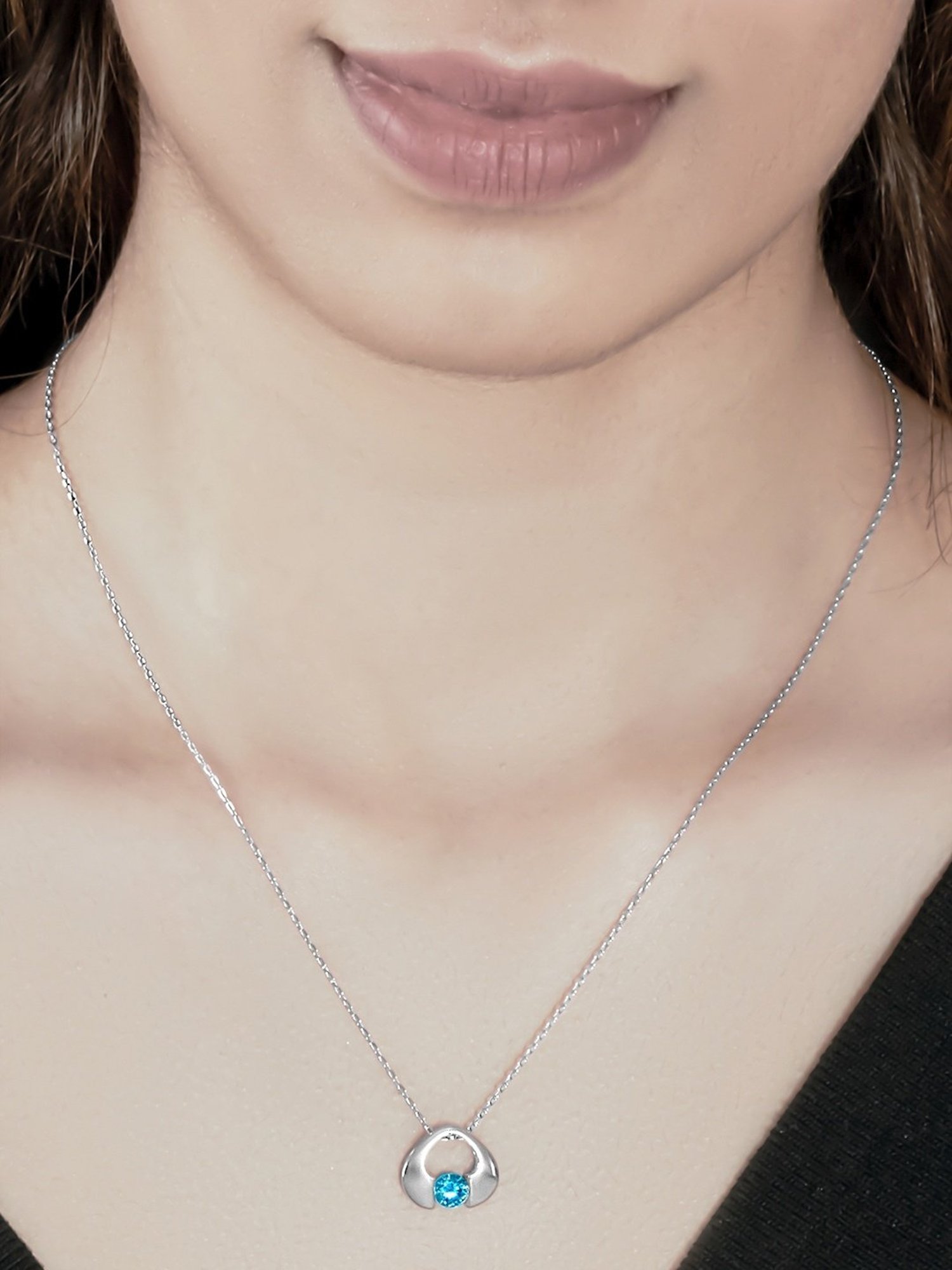 Silberry 92.5 Sterling Silver Ocean Rim Pendant with Chain