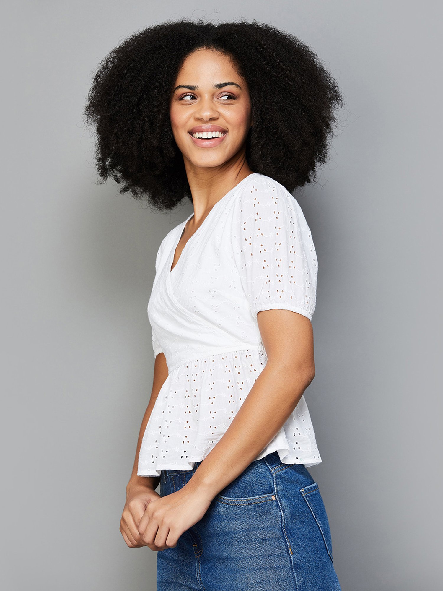 Fame Forever by Lifestyle White Cotton Self Design Top