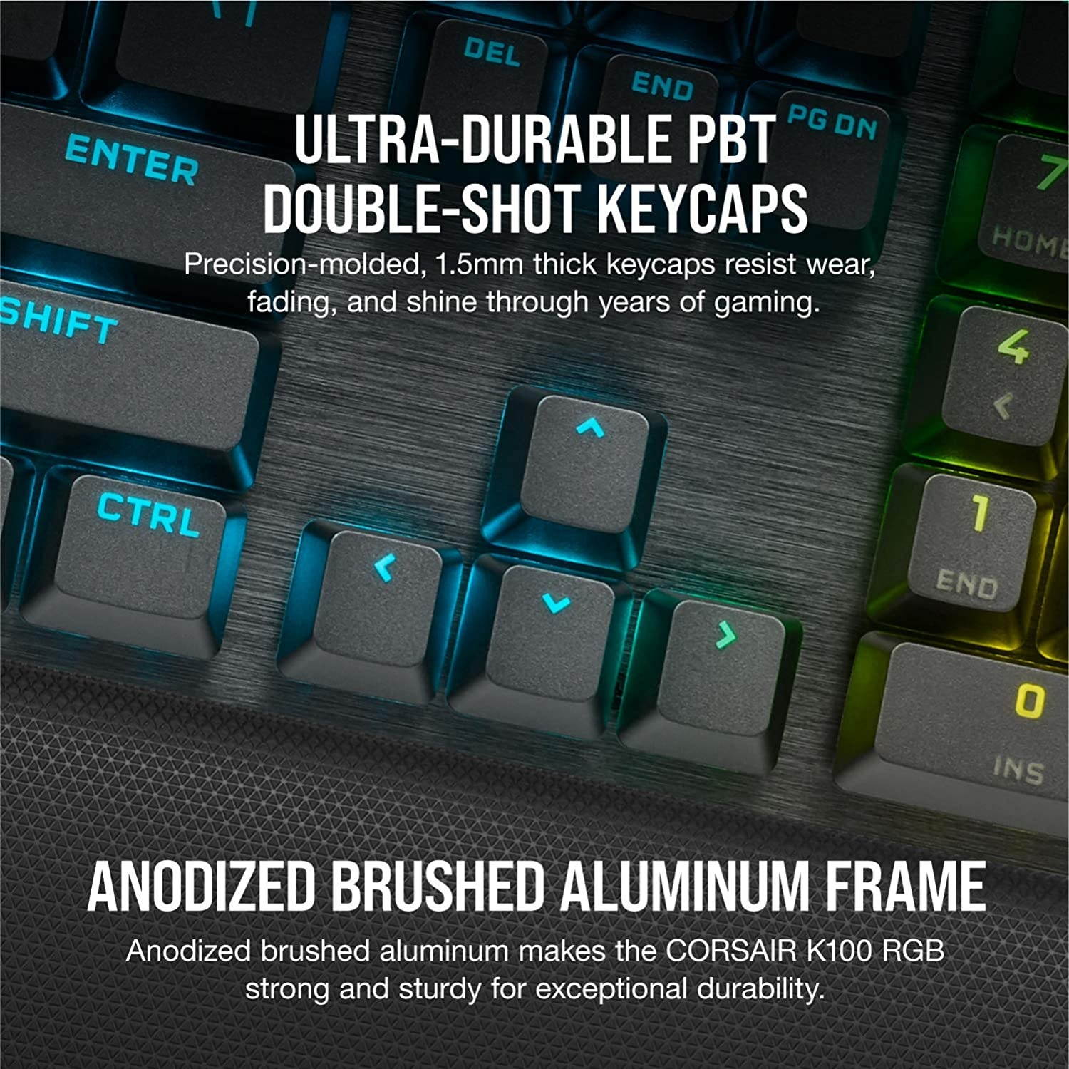 Corsair K100 RGB Mechanical Gaming Keyboard - Cherry MX Speed RGB Silver Keyswitches - AXON Hyper-Processing Technology for 4X Faster Throughput - 44-Zone RGB LightEdge - PBT Double-Shot Keycaps