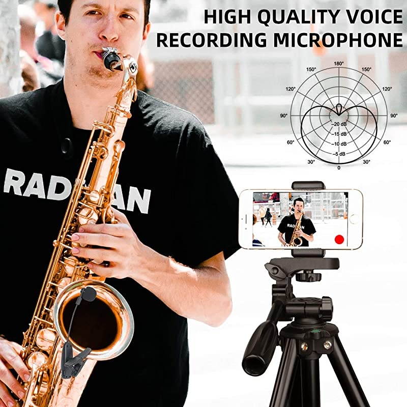 UHF Saxophone Mic Wireless Microphone System Clip on Musical Instruments for Saxophone Trumpet Sax Horn Tuba Flute Clarinet Pipe