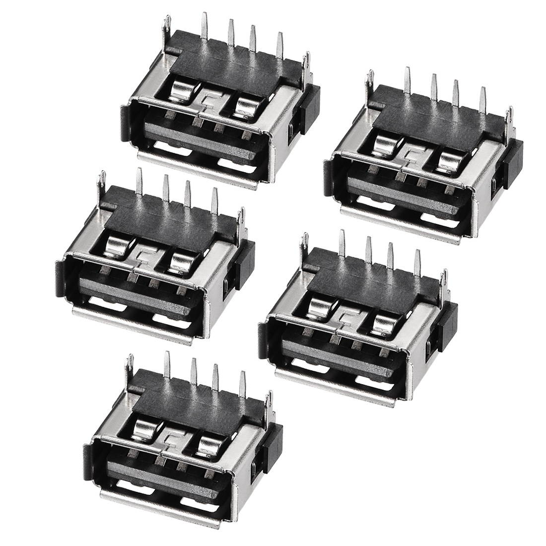 USB-AF PCB Connector Female Jack 10mm Short Body Insert Straight Pin Back 5pcs