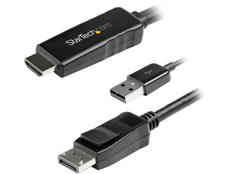 StarTech.com HD2DPMM2M 2m (6.6 ft.) HDMI to DisplayPort Adapter Cable with USB Power - 4K 30Hz Active HDMI 1.4 to DP 1.2 Converter (HD2DPMM2M)